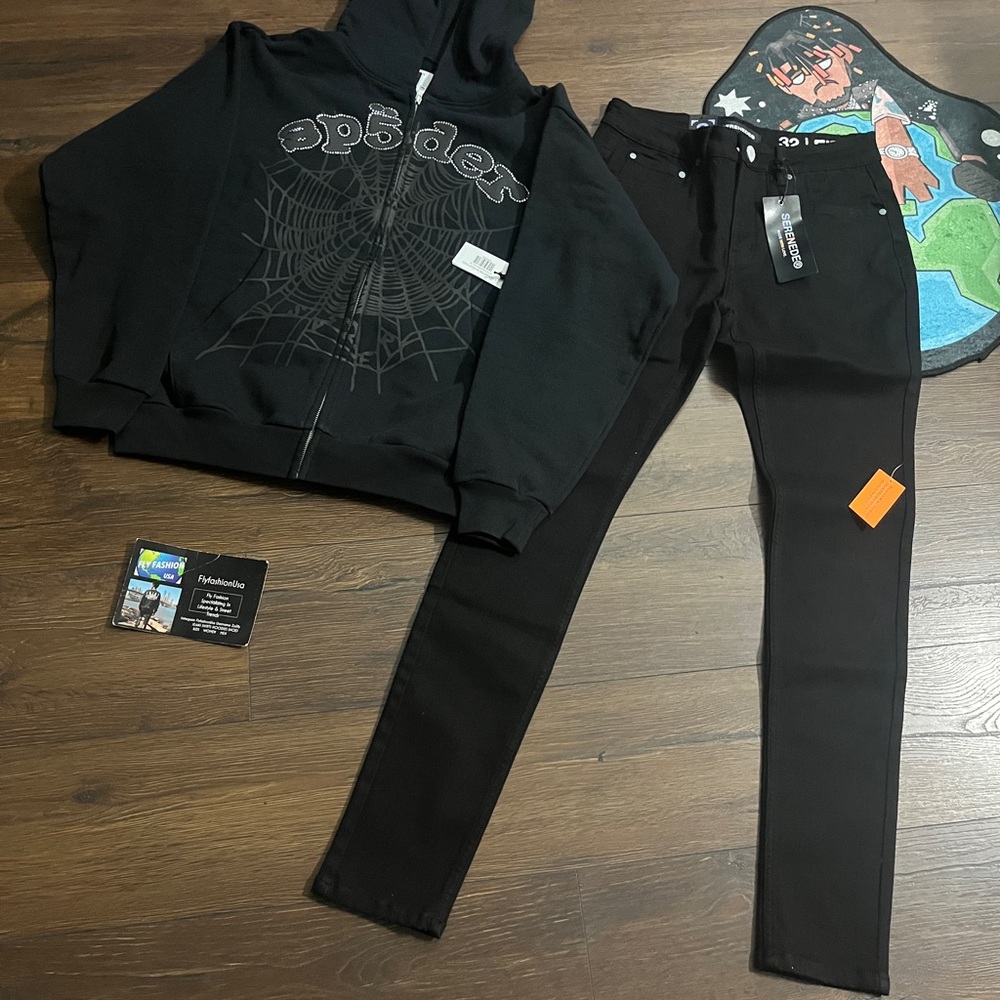 Sp5der Og Web Zip Up Hoodie Bundle